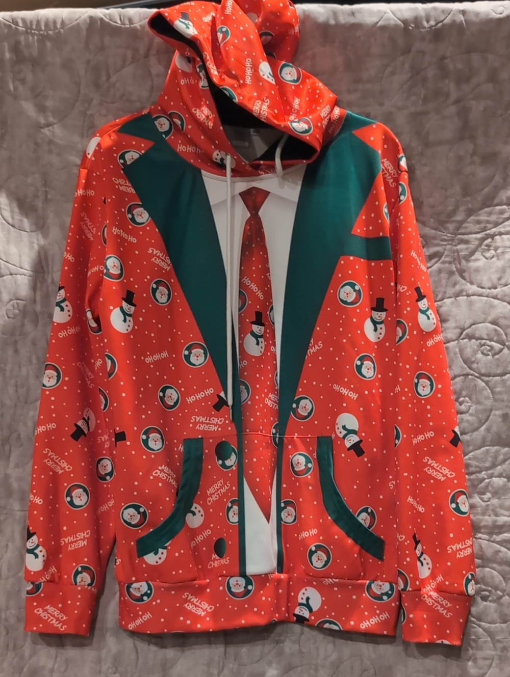 Red Holiday Snowman Hoodie Jacket